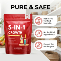Complément Naturel pour l'Augmentation de la Taille, Gummies pour la Croissance en Hauteur pour Enfants avec Calcium et Vitamine D, Favorise la Densité Osseuse, 60 Comprimés
