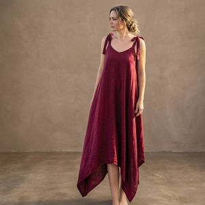 100% Cotton Breathable Midi Vintage High Waist Handmade Bow <b>Dress</b> Women <b>Bell</b> <b>Sleeve</b> Tiered A-Line Pockets Daily All Seasons - Product Image 3