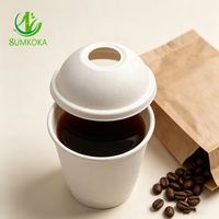 SUMKOKA Couvercle de tasse en bagasse de 90 mm en forme d'arche, couvercle en dôme moulé en pulpe de canne à sucre, sans PFAS, compostable, couvercle jetable pour boissons
