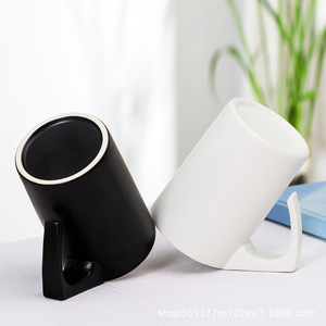 Creative Inverted <b>Ceramic</b> Mug White And Black Solid Color Gift Office Water <b>Cup</b> Coffee Milk <b>Cup</b> Advertising Logo Customizable - Product Image 1