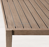 Ensemble de table et chaises de salle à manger d'extérieur modernes en teck massif avec des supports en X