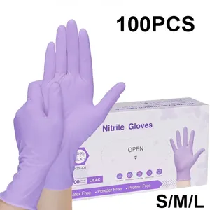 10-100pcs Disposable Purple Nitrile <b>Gloves</b> Latex Free Waterproof Suitable for Kitchen Food Processing Beauty Salon Work <b>Glove</b> - Product Image 1