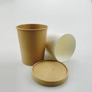 Copo de sopa de papel de embalagem descartável, venda quente, copo de sopa de papel com tampa de papel, tigela de sopa personalizada
