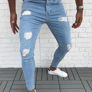 Gzy Kleding Mode Casual Broek Rits Fly Stock Jean Gescheurde Scratch Distressed Broek Mannen Jeans Slim Fit Voor Volwassen 1000Pcs