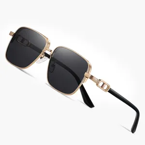 Square TAC Polarized Lens Rectangle Square Sunglasses for Men Hollow-out Design Sunglasses Frames for Driving