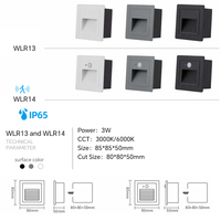 Lámpara LED de 3W, impermeable, de aluminio, redonda, para escaleras exteriores, pasillos, paredes y esquinas, 90 °   Lámpara de Escalera Negra