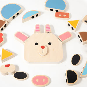 กระดานปริศนารูปสัตว์ทำจากไม้สำหรับเด็กพร้อมการแสดงออกทางสีหน้าการจับคู่การศึกษาในช่วงต้นและของเล่นทางปัญญา - Product Image 3