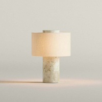 Lampe de table portable en marbre naturel nordique, abat-jour en tissu, LED tactile à intensité variable, lampe de chevet de luxe pour chambre à coucher, salon