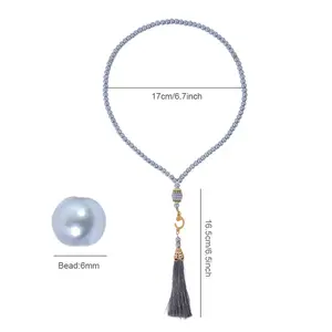 Huiran 99pcs Wholesale 6mm Imitation Glass Pearl Beads Islamic Tassel Pendant Islamic Tasbih Muslim Prayer Tasbih For Prayer
