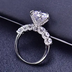 Vendita all'ingrosso Custom GRA VVS Moissanite S925 925 in argento Sterling Anneaux Anel Anel gioielli di moda anello da dito per donna