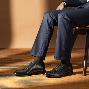 Zapatos de Vestir de Cuero Genuino para Hombre, de Alta Gama, Formales, Casuales, con Punta Redonda, Antideslizantes, Nueva Llegada - Product Image 2