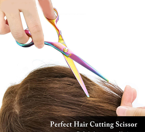 Ciseaux de barbier en acier inoxydable de bonne qualité, pointe acérée, ciseaux à cheveux avec design multicolore entièrement personnalisé - Product Image 3
