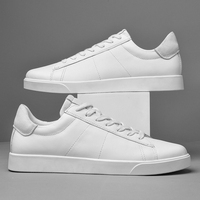 Nouvelles baskets en cuir véritable pour hommes, style minimaliste noir et blanc, chaussures décontractées basses, confortables pour la marche, idéales pour le bureau et le quotidien