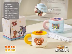 Mug en verre borosilicate à double paroi avec cuillère, motif <span class=keywords><strong>chat</strong></span> et souris, aimanté, pour enfants et usage au bureau - Product Image 4