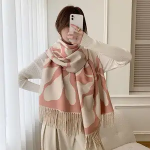 2023 new imitation cashmere warm thick scarf summer long air conditioning Jinzhiyu fringe with a large cape