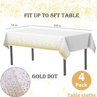 Nappe jetable en plastique, faite à la main, moderne, personnalisable, imprimée de points blancs et dorés, 54x108 pouces, résistante à l'huile et à l'eau, pour la maison et les fêtes