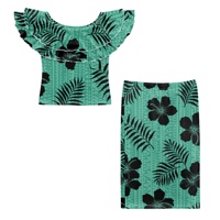 Ensembles deux pièces sexy tropicaux polynésiens en gros pour femmes – Haut élégant sans manches et longue robe fendue maxi pour les vacances, tenue de plage et maillot de bain