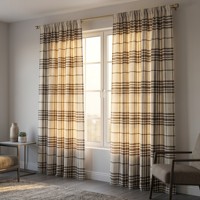Voilages à carreaux teints en fil 150 GSM pour salon et hôtel, occultants et semi-occultants, haute protection UV