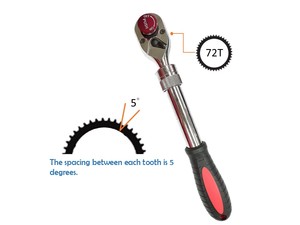 Clé à douille à cliquet professionnelle pour mécanicien automobile, en acier CR-V, à tête rétractable, avec lumière, entraînement carré 1/2 pouce - Product Image 3