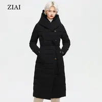 Inter coats-chaqueta acolchada para mujer, abrigo largo con cinturón y capucha de piel real, parka cálida