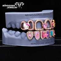 Bijoux de mode style Hip Hop, Grillz en argent 925 avec pierre précieuse en forme d'étoile, émail fin, motif dessin animé mignon, opale, pour femmes