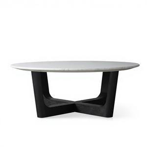 Table basse ronde de qualité supérieure faite à la main banswada plateau en marbre base en bois massif Design minimal pour meubles de salon chambre à coucher - Product Image 1