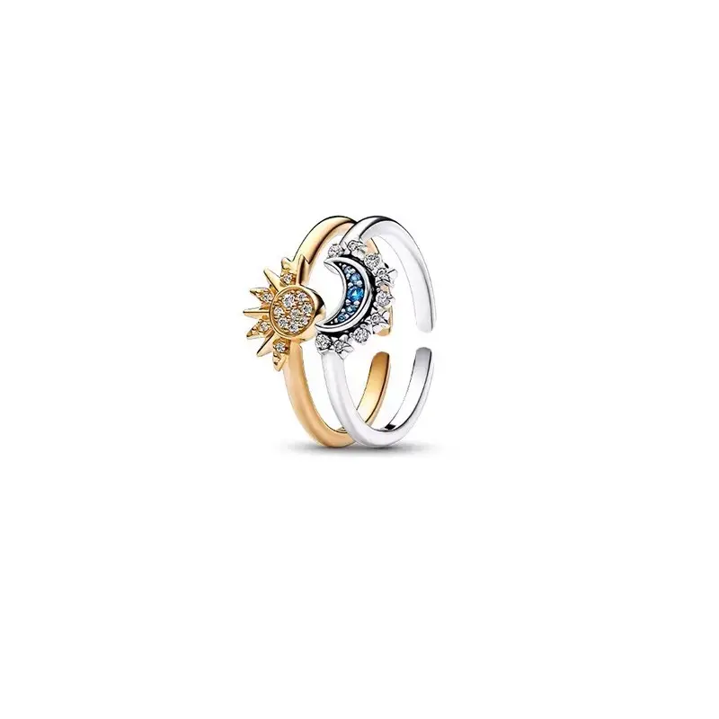 2024 солнце и луна складное кольцо с бриллиантом открывающееся кольцо для женщин