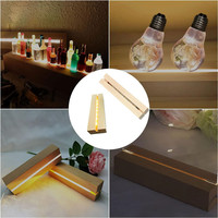Socle d'affichage rectangulaire en bois USB de 15 cm (6 pouces) avec base de lampe LED en bois pour lampe de nuit LED en acrylique ou plexiglas