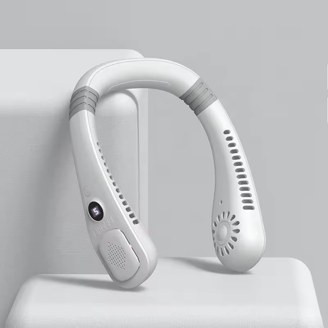 Portable Neck Fan Bladeless Rechargeable Digital Display 5-Speed Electric Air Cooling Leafless Wearable Personal Outdoor
