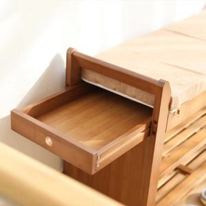 El taburete de almacenamiento de zapatos es adecuado para el taburete de la sala de estar del pasillo, marco de dos capas, arreglo de artículos diversos de bambú multifuncional - Product Image 3