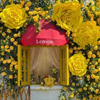 Grande fleur géante en papier mousse imperméable pour décoration de fenêtre de jardin, idéale pour la photographie, rose jaune