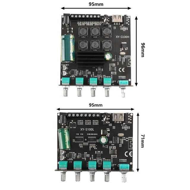 XY-S100L XY-S100H 50Wx2+100W 2.1 Channel BLE 5.0 Amplifier Board High Heavy Low Pitched Audio Amplifier Board Module