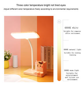 Sevimli şarj edilebilir okuma lambası ile telefon ve kalemlik dokunmatik <span class=keywords><strong>Dimmer</strong></span> anahtarı masa lambaları için okuma ledi DC plastik kare 20 - Product Image 3