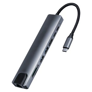 Hub adaptateur Ethernet 8 en 1 <span class=keywords><strong>USB</strong></span> Type <span class=keywords><strong>C</strong></span> <span class=keywords><strong>vers</strong></span> RJ45 HD-mI TF lecteur de carte <span class=keywords><strong>SD</strong></span> Pd charge 2 <span class=keywords><strong>USB</strong></span>-A pour Macbook Stock disponible - Product Image 2