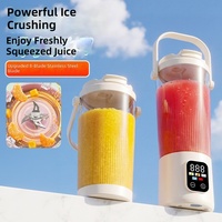 Mixeur Portable à Écran Numérique avec Poignée de Transport, Rechargeable par USB, pour Jus et Smoothies, Broyeur à Glace Personnel
