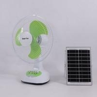 Ventilateur de table de camping FS-126 de 12 pouces avec contrôle à trois vitesses, double charge USB solaire, éclairage d'urgence 15W 12000mAh Vert/Bleu