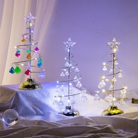 Arbre de Noël lumineux en cristal LED en fer d'intérieur SHUANGYUAN, lumières de nuit de table, 7*7*19cm, décorations de Noël