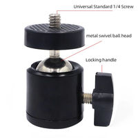 Mini rotule universelle pivotante 1/4 po avec vis de fixation pour trépied (lot de 2) – Verrouillage rotatif à 360 degrés avec bouton métallique pour appareils photo reflex numériques et trépieds