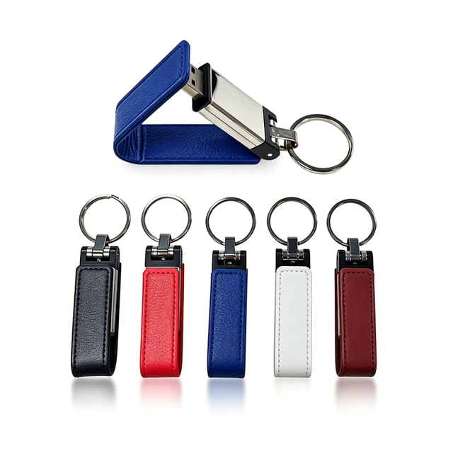 Leather Keychain USB Flash Drive 2.0 Pendrive 4GB 8GB 16GB 32GB Custom Logo Promotional Memory Stick