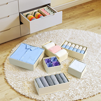 Organisateur de rangement pliable multifonctionnel en tissu non tissé pour tiroirs et placards, 6 pièces, pour sous-vêtements, chaussettes et commodes