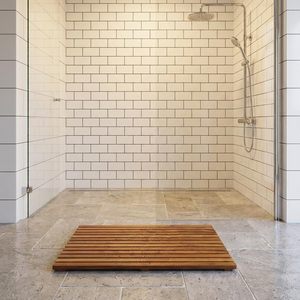 Alfombra de <span class=keywords><strong>ducha</strong></span> o para puerta Decor Spa, de madera de teca maciza con acabado aceitado, 31.5 por 19.5 pulgadas - Product Image 1