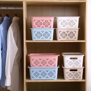 Scatole e Contenitori Impilabili, Cesto in Rattan, Scatola di <span class=keywords><strong>Plastica</strong></span> per Organizzazione Cassetti, Contenitore per Vestiti, Organizzatore per Giocattoli <span class=keywords><strong>con</strong></span> <span class=keywords><strong>Coperchio</strong></span> - Product Image 4