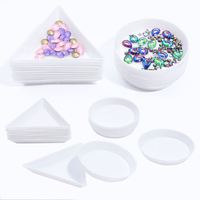 Triangle Rond En Plastique Strass Nail Art Boîte Plaque Porte-Plateau Conteneur De Stockage Bijoux Glitter Tasse Manucure Outil