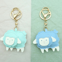 Porte-clés en cuir PU mignon en forme de mouton, pendentif animal de dessin animé, porte-clés de voiture 3D en forme de mouton, breloques de sac de créateur, vente en gros