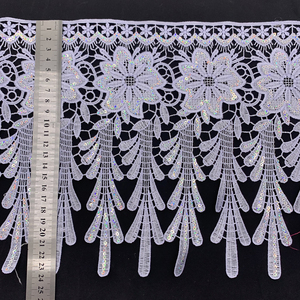 Chất lượng cao polyester ren trắng encaje bordado hóa chất sequin guipure ren <span class=keywords><strong>TRIM</strong></span> biên giới cho các phụ kiện - Product Image 2