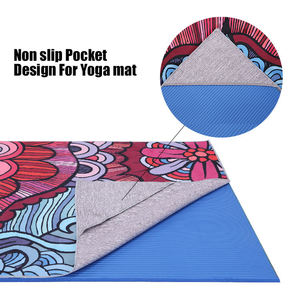 Toallas antideslizantes absorbentes de lujo con impresión personalizada para el sudor con correa de bolsillo, alfombrilla de <span class=keywords><strong>toalla</strong></span> de Yoga para <span class=keywords><strong>mujer</strong></span> con estampado de <span class=keywords><strong>gimnasio</strong></span> de microfibra - Product Image 5