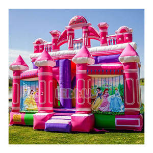 Komersial menyenangkan Pink House luncuran Combo anak-anak pesta tiup Joy bouncing rumah tema luar ruangan taman tiup istana Bouncer - Product Image 1