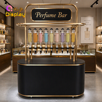 Vitrine de Luxe Mobile pour Échantillons de Parfum avec Éclairage LED et Roues, Construction Métallique Robuste pour Magasins de Beauté et Cosmétiques