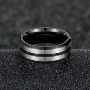 yunnique minimalist 8mm wide brushed matte double bevel <b>titanium</b> steel men's <b>ring</b>, a unique and versatile accessory - Product Image 3