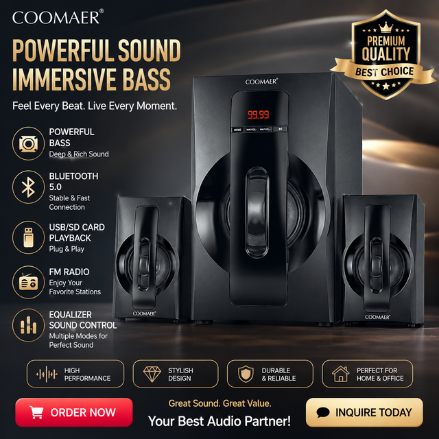Super Bass Desktop Computer External Speakers Audio System Sound Laptop Speaker With Subwoofer FM USB